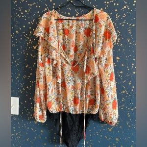 EUC Free People Floral Bodysuit